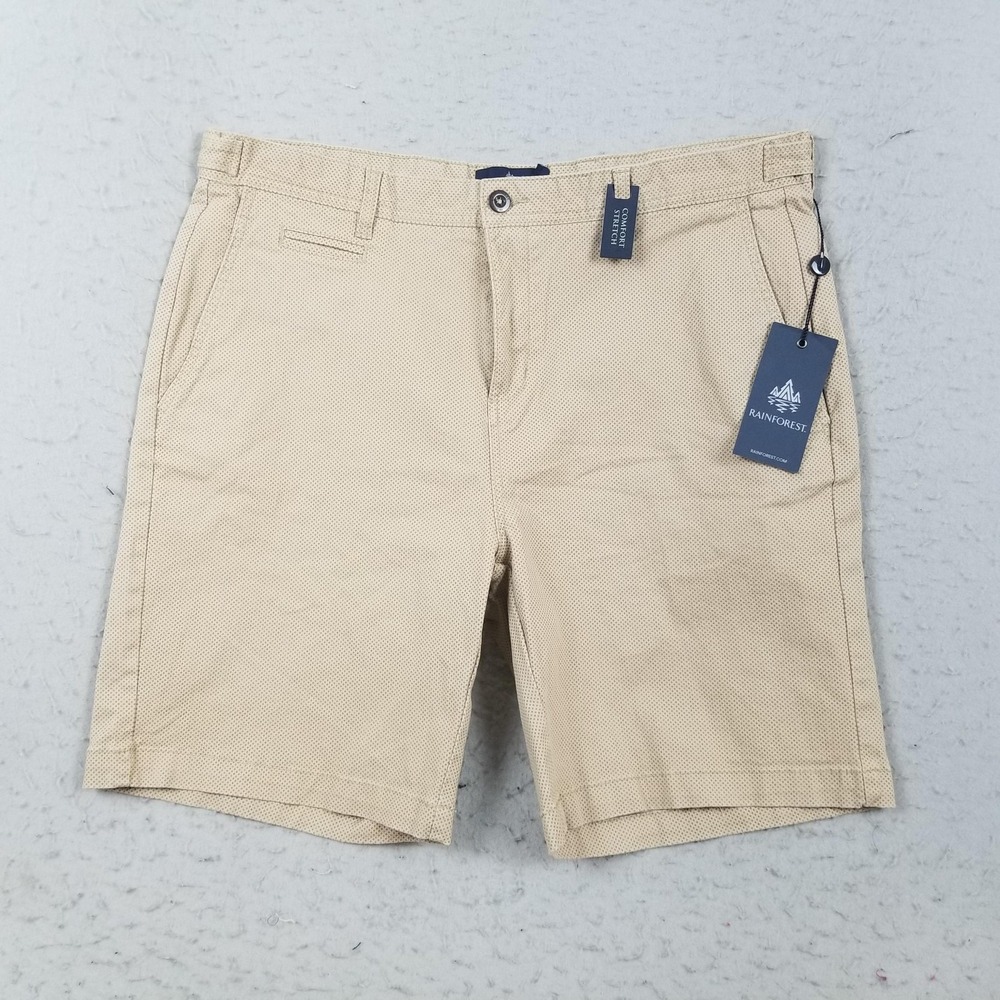 Rainforest Shorts Mens 36 Khaki Comfort Stretch Chino‎ Geometric Print Casual